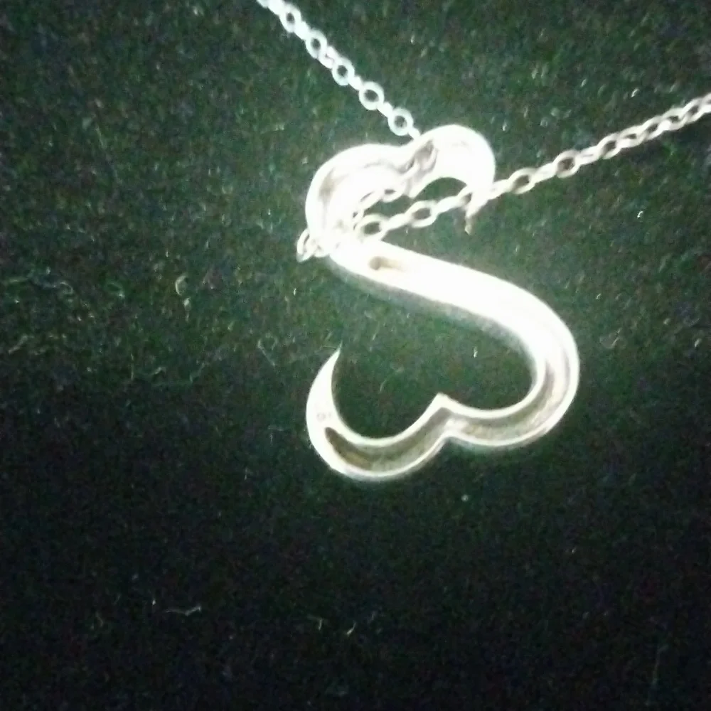 Vintage Sterling And Diamond Jane Seymour Open Heart Necklace.....16 Inches - Picture 2 of 2
